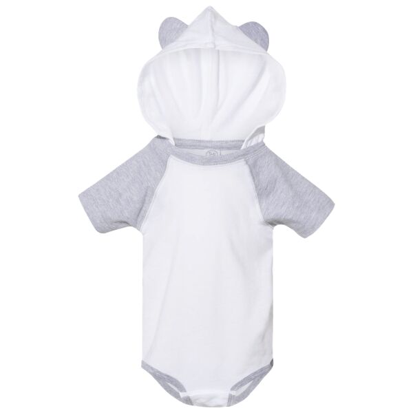 Fine Jersey Infant Short Sleeve Raglan Bodysuit with Hood & Ears Thumbnail